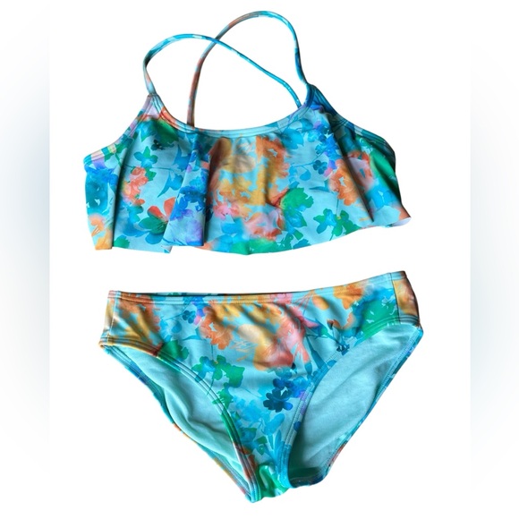 ATHLETA GIRL Lumen Floral 2 Piece Bikini Swimsuit Size Large 12 Top & Bottom - Picture 1 of 4